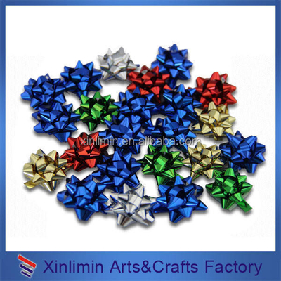 PP Ribbon Printed Christmas Star Bow Set for Gift Wrapping and Packaging Box Decoration