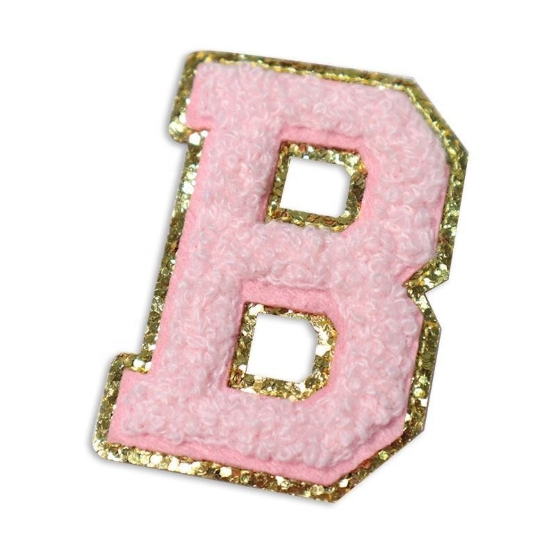 5.1cm 5.7cm 6.3cm 7cm Letter A-Z Glitter Patch Ironing Chenille Glitter Letter Patch Garment
