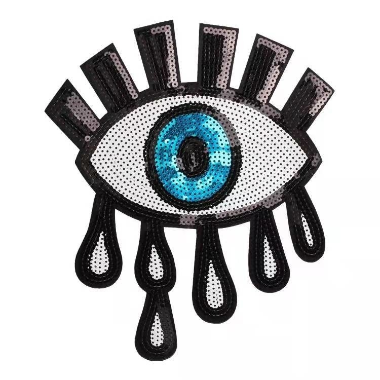 Twill Fabric Adhesive Applique Embroidery Patches for Clothing Large Size Evil Eyes