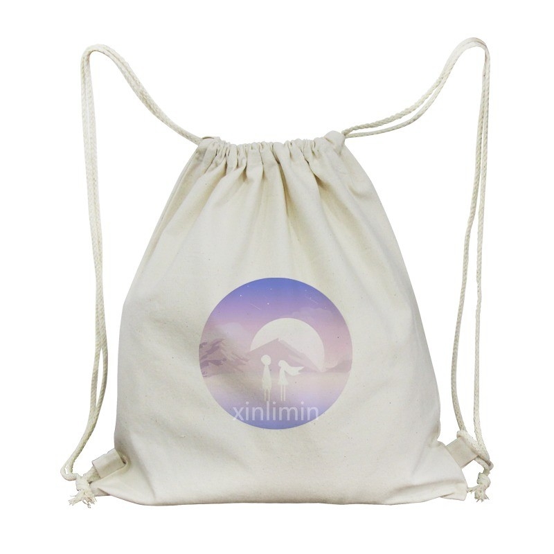 Customized Logo Custom Organic Cotton Tote Bag Recycled Cotton Canvas Bag Drawstring Bag