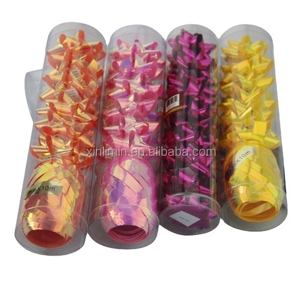 Metal Brushed Ribbon Christmas Gift Wrapping Plastic Bow for All Kinds of Gift Boxes