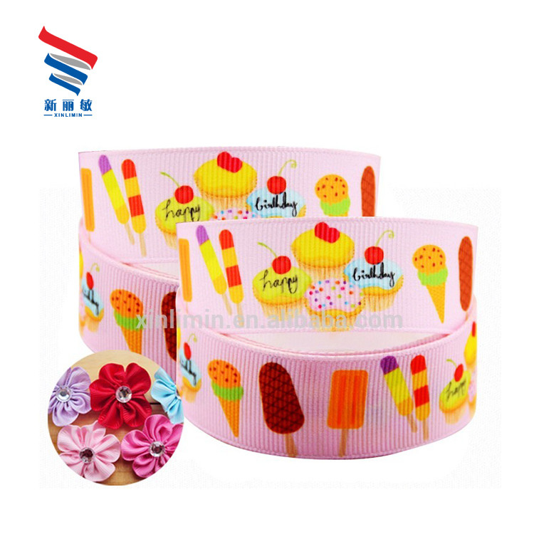 Girls Printed Cartoon Character Grosgrain Ribbon for Hair Tie Pattern Solid Color