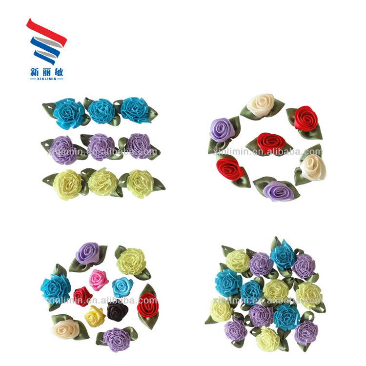 Single Face Style Colorful Satin Ribbon Roses Flower Bow Sustainable Wedding Decoration