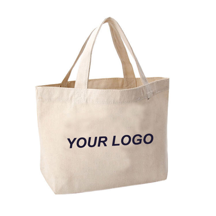 100% Cotton Shopping Custom Printed Logo Beach Canvas Tote Bag for Business Shopping