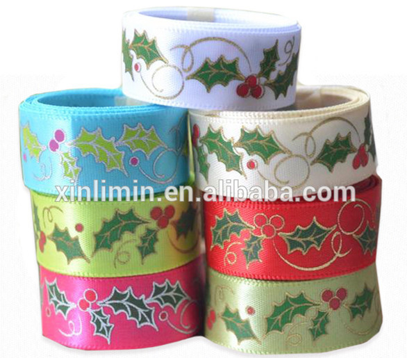 Solid Color Personalized Silk Screen Printed Logo Gift Packing Double Face Satin Ribbon