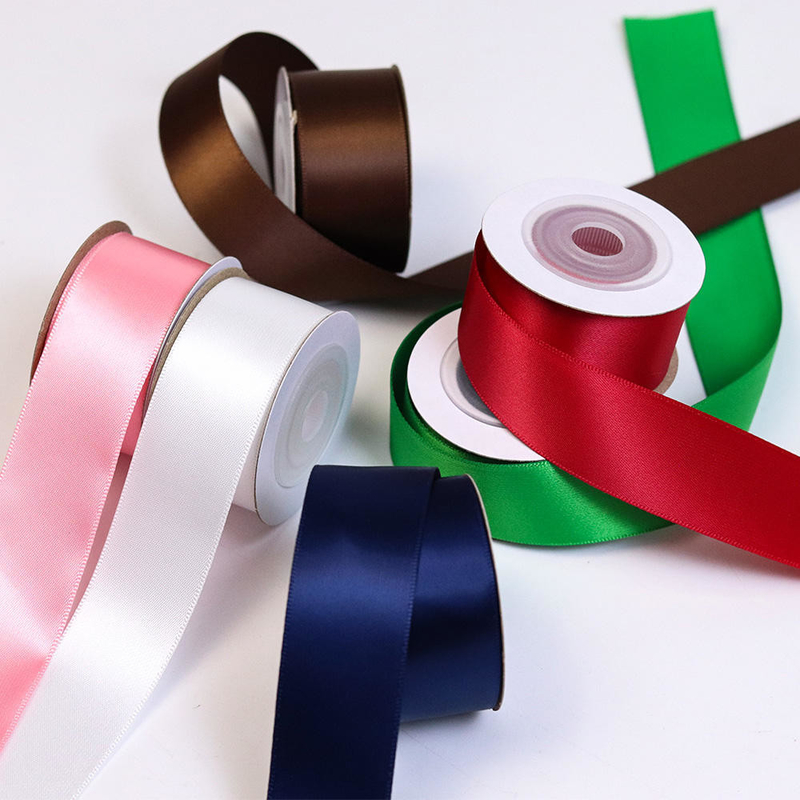 Custom Pattern Double Face 100% Polyester RPET Satin Ribbon Roll for Durable Packaging